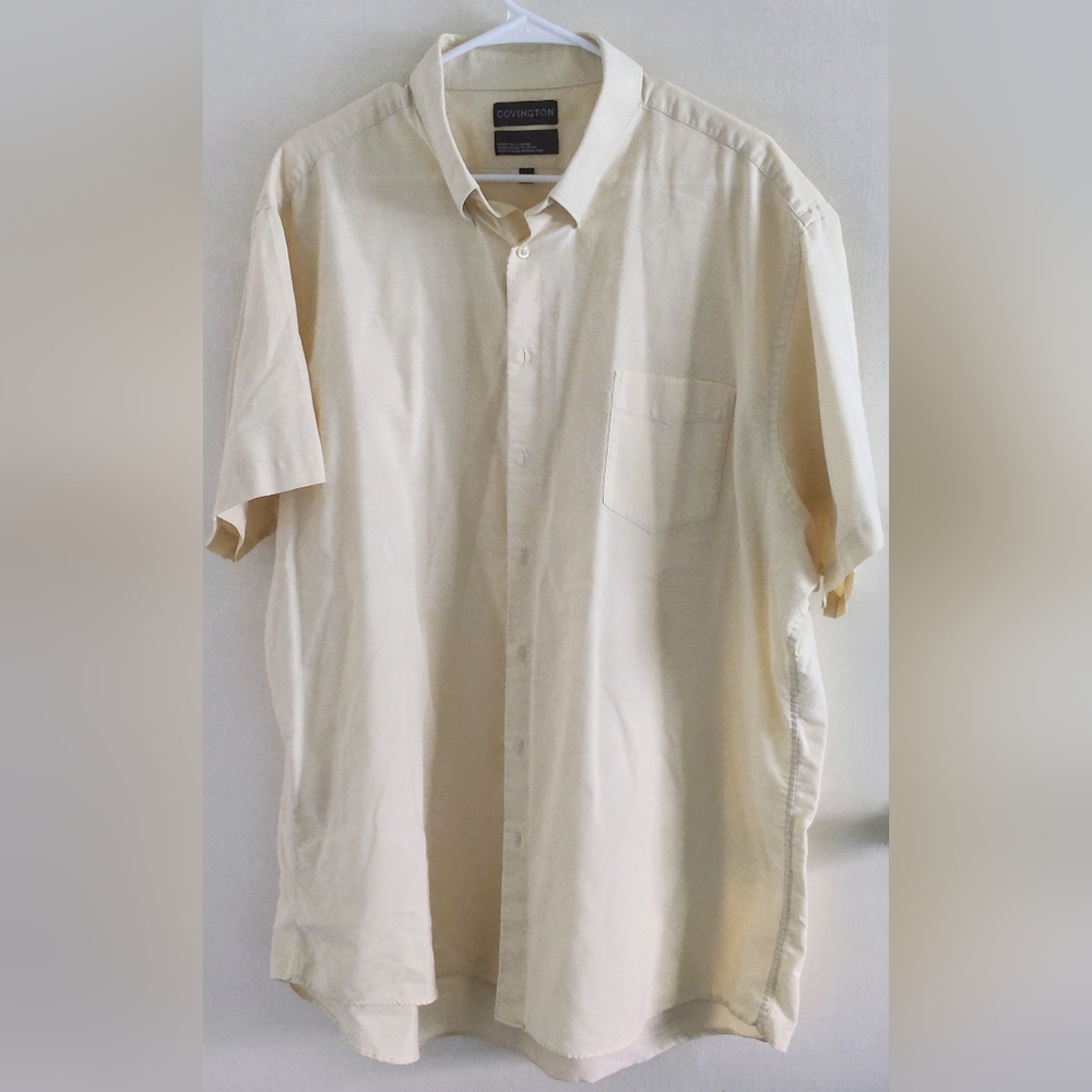 Covington men's size 2XL 18-18 1/2 light yellow short sleeve dress shirt. NWOT.